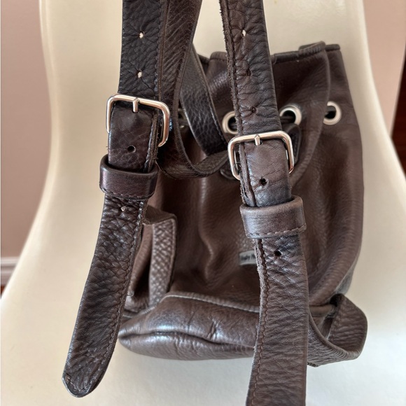 90’s Vintage Rugby North America (m0581) Brown Leather Backpack - Picture 5 of 8